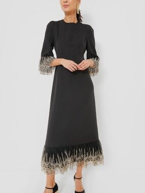 NEW Tuckernuck x Pomander Place Women’s Black Lillith Lace Midi Dress XL